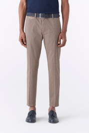 Pantalone Uomo Beige Micro Fantasia