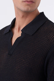 Polo traforata con collo bowling