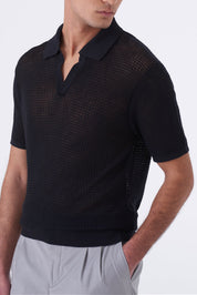 Polo traforata con collo bowling